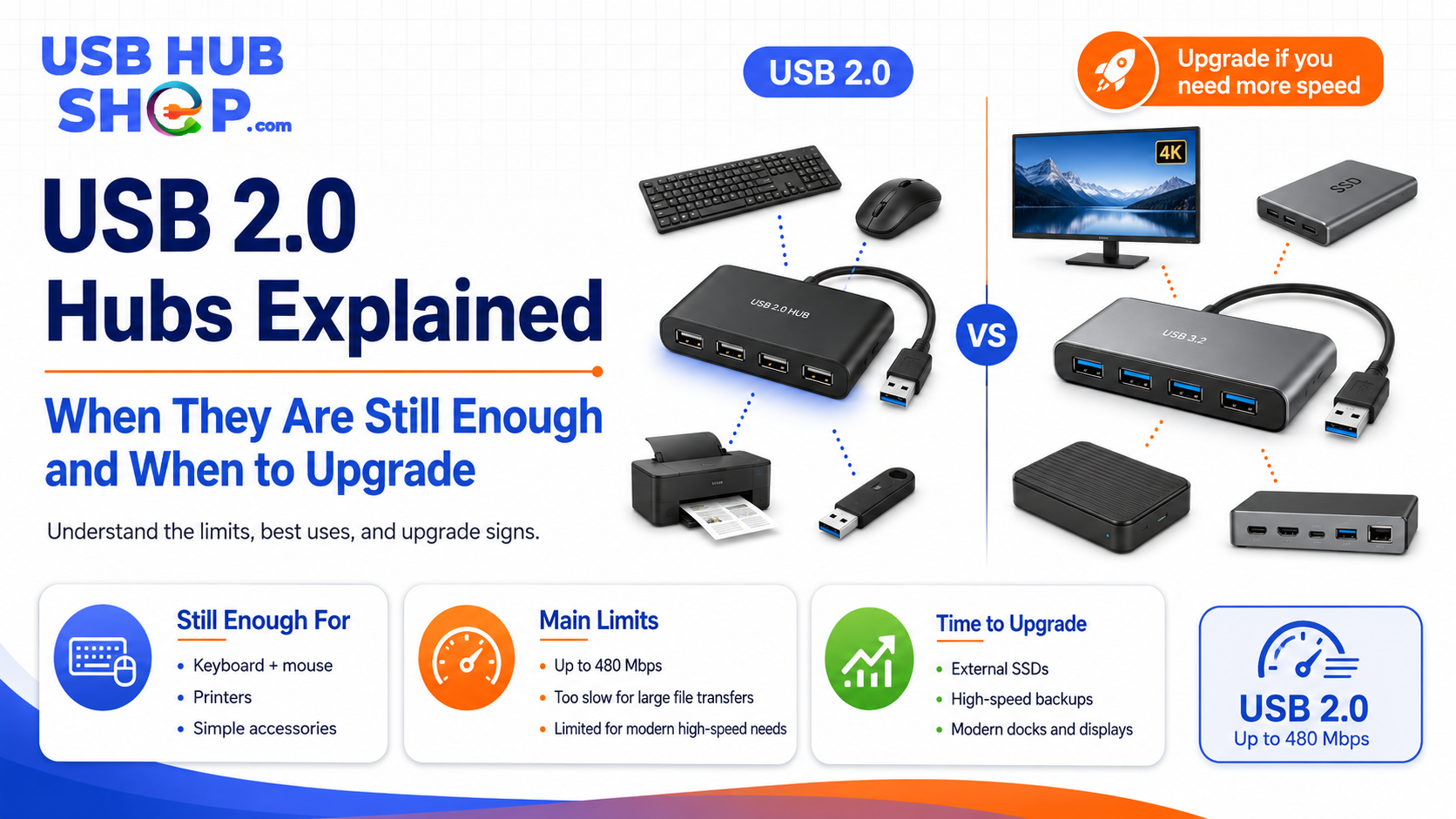 USB 2.0 hubs explained guide showing when USB 2.0 hubs are still enough and when to upgrade