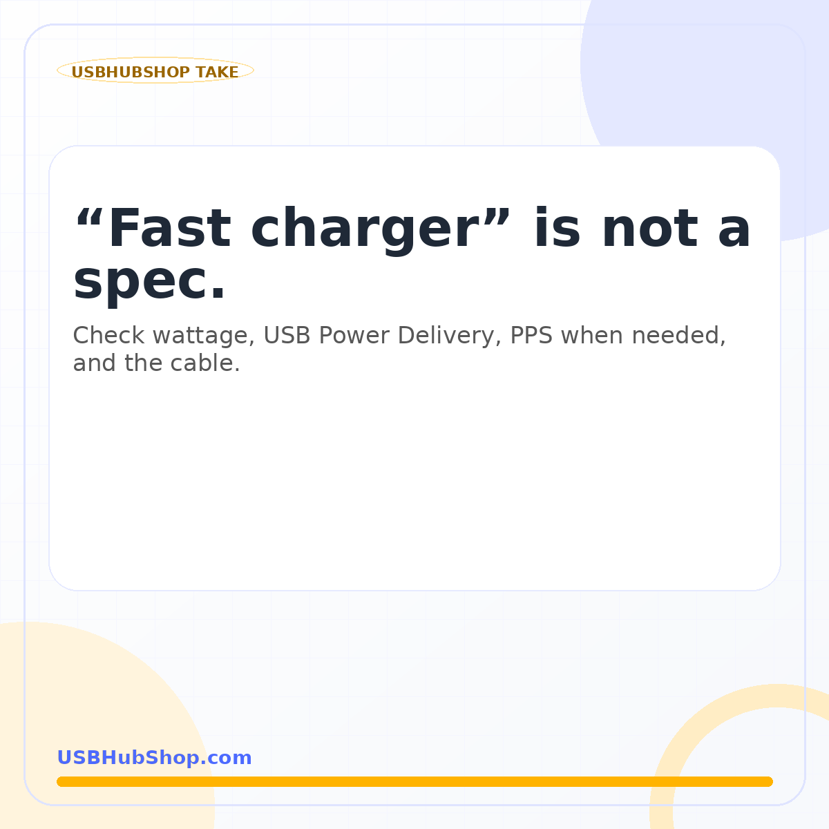 Fast charger is not a spec. Check wattage, USB Power Delivery, PPS, and the cable.
