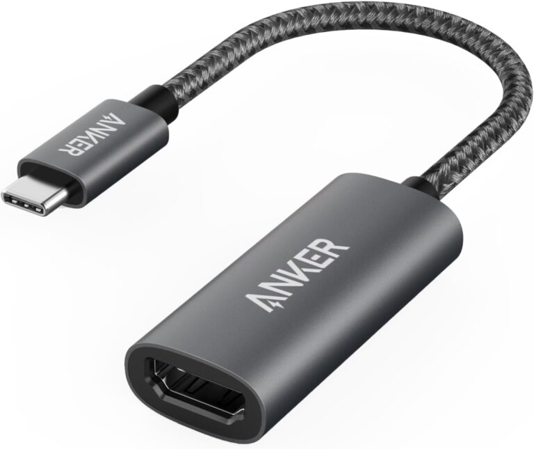 Anker USB-C to HDMI adapter for connecting a USB-C laptop or tablet to an HDMI monitor, TV, or projector