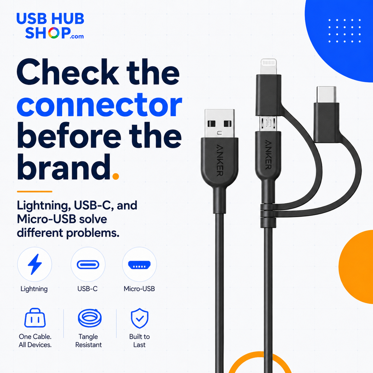 USBHubShop quote card saying to check the connector before the brand.