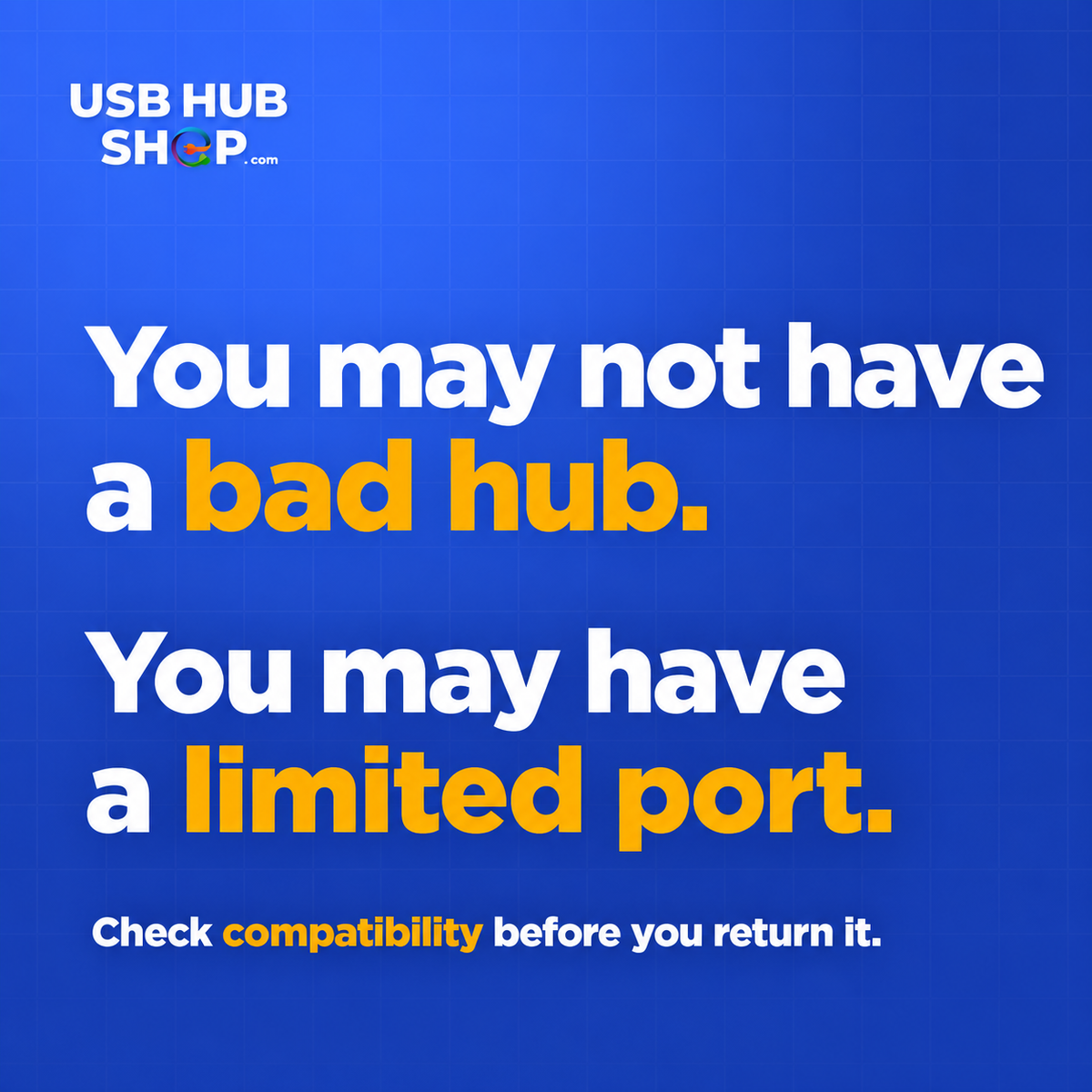 You may not have a bad hub. You may have a limited port.